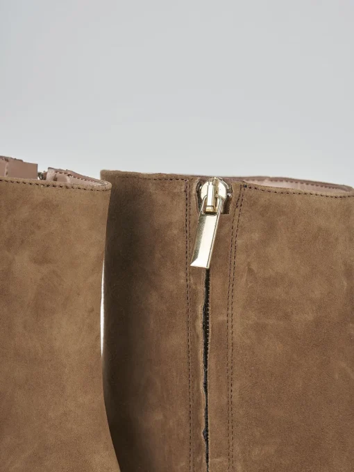 Stivaletti tacco 6cm camoscio marrone
