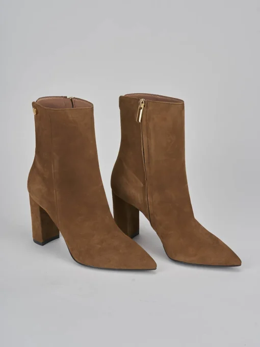Stivaletti tacco 9cm camoscio marrone