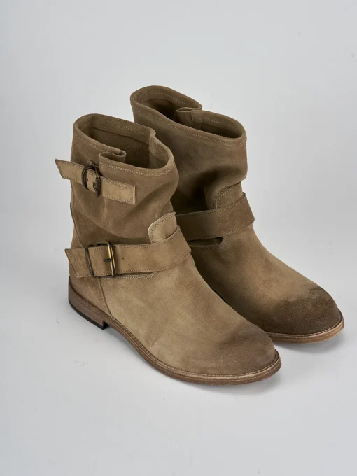 Stivaletti tacco 1cm camoscio beige