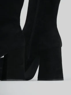 Stivaletti tacco 8cm camoscio nero