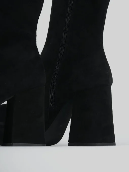 Stivaletti tacco 8cm camoscio nero