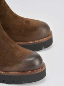 Stivaletti tacco 6cm camoscio marrone