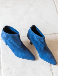 Stivaletti tacco 7cm camoscio blu