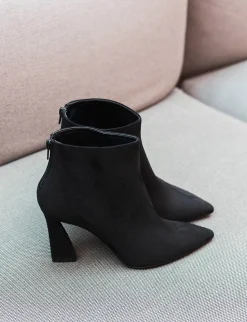 Stivaletti tacco 8cm camoscio nero
