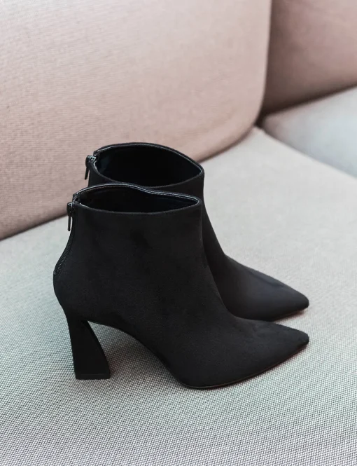 Stivaletti tacco 8cm camoscio nero
