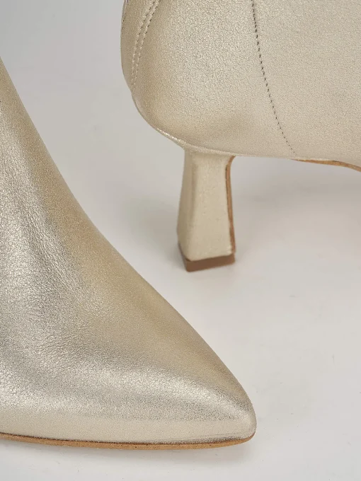 Stivaletti tacco 7cm laminato oro