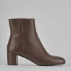Stivaletti tacco 6cm pelle marrone