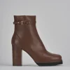 Stivaletti tacco 10cm pelle marrone
