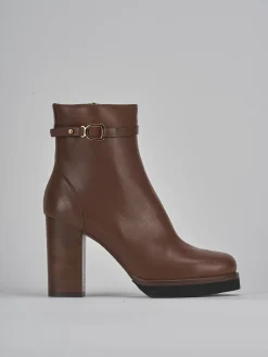 Stivaletti tacco 10cm pelle marrone