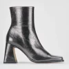 Stivaletti tacco 7cm pelle argento