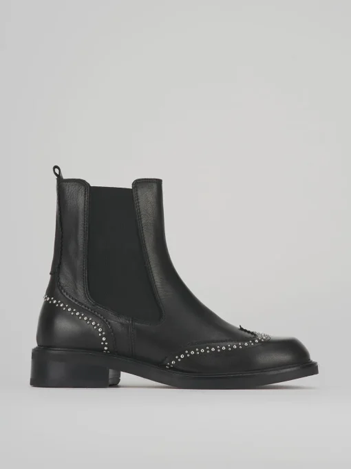 Stivaletti tacco 2cm pelle nero