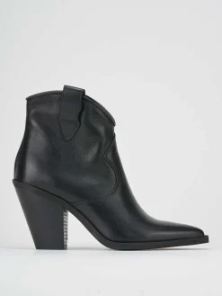 Stivaletti tacco 4cm pelle nero