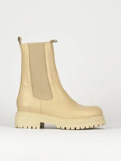 Stivaletti tacco 1cm pelle beige