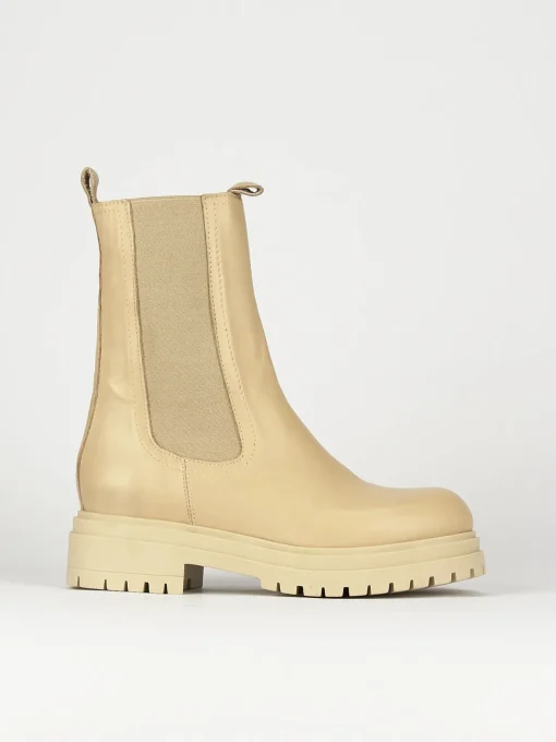 Stivaletti tacco 1cm pelle beige