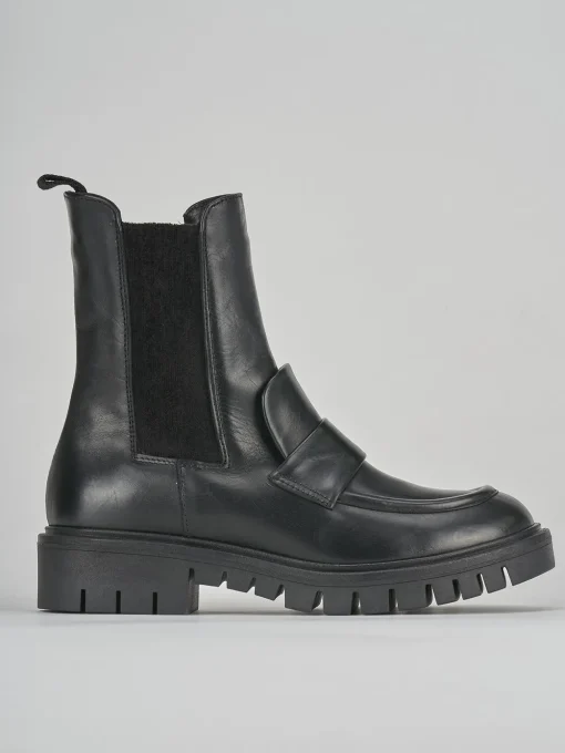 Stivaletti tacco 3cm pelle nero