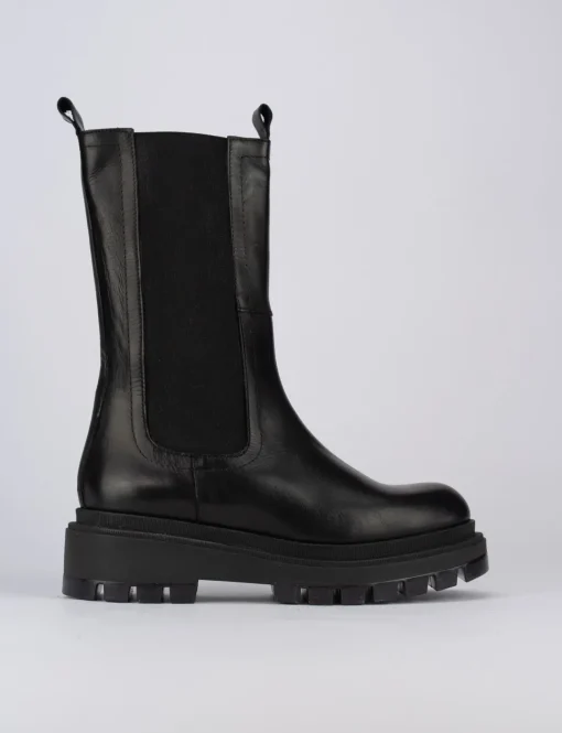 Stivaletti tacco 1cm pelle nero