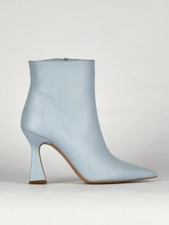 Stivaletti tacco 9cm pelle azzurro