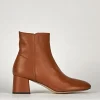 Stivaletti tacco 5cm pelle marrone