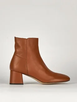 Stivaletti tacco 5cm pelle marrone