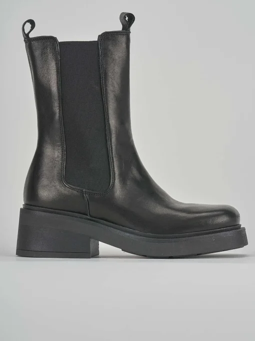 Stivaletti tacco 3cm pelle nero