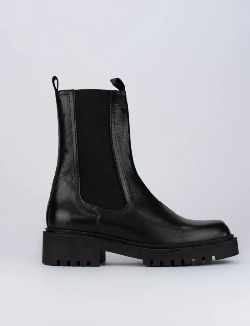 Stivaletti tacco 2cm pelle nero