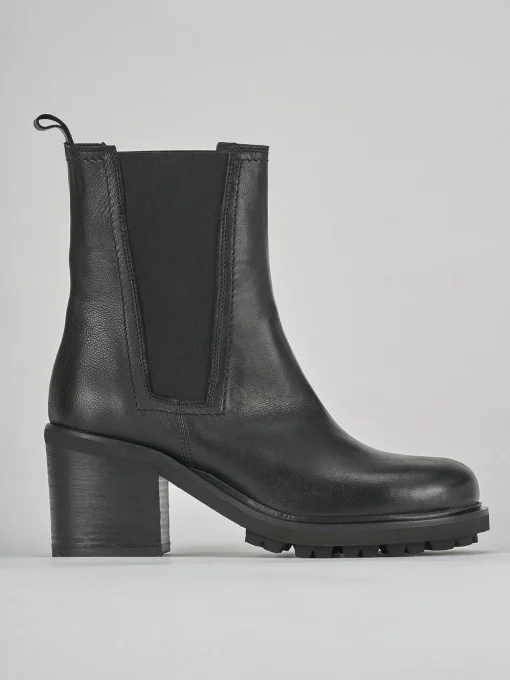 Stivaletti tacco 5cm pelle nero
