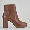 Stivaletti tacco 7cm pelle marrone