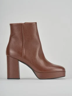 Stivaletti tacco 7cm pelle marrone