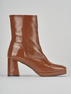 Stivaletti tacco 8cm pelle marrone