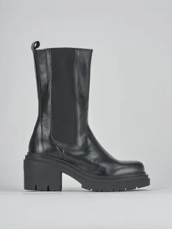 Stivaletti tacco 5cm pelle nero