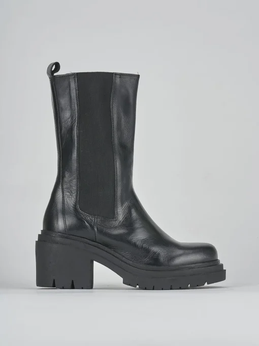 Stivaletti tacco 5cm pelle nero
