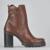 Stivaletti tacco 7cm pelle marrone