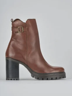 Stivaletti tacco 7cm pelle marrone