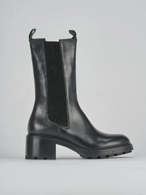 Stivaletti tacco 6cm pelle nero