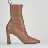 Stivaletti tacco 8cm pelle marrone