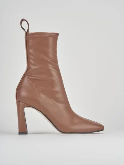 Stivaletti tacco 8cm pelle marrone