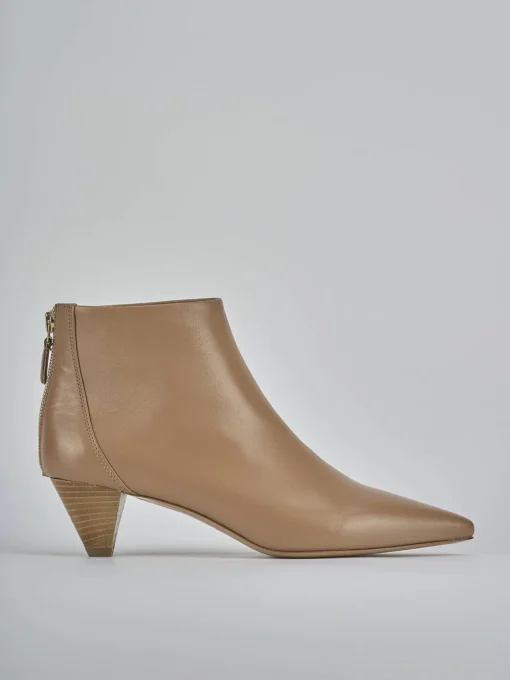Stivaletti tacco 5cm pelle marrone