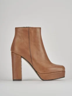 Stivaletti tacco 9cm pelle marrone