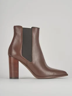 Stivaletti tacco 9cm pelle marrone