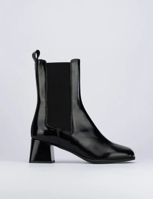 Stivaletti tacco 5cm pelle nero