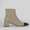 Stivaletti tacco 6cm pelle beige