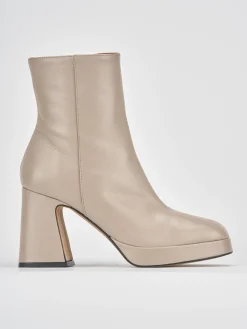 Stivaletti tacco 8cm pelle beige
