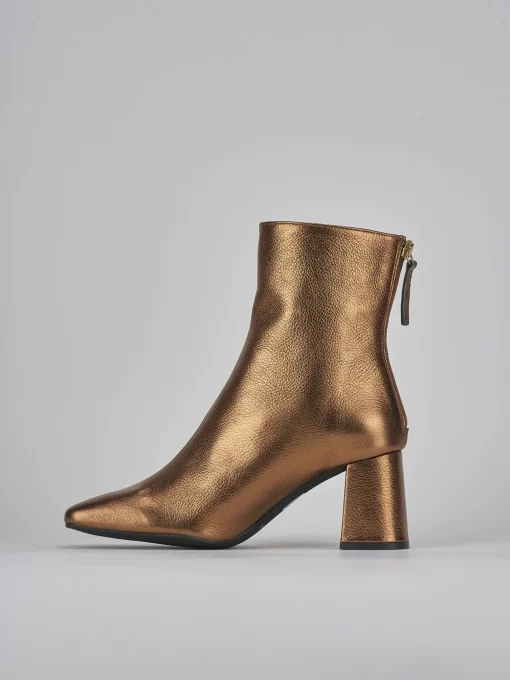 Stivaletti tacco 6cm pelle bronzo