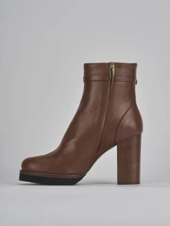 Stivaletti tacco 10cm pelle marrone