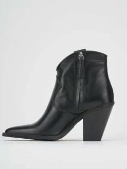 Stivaletti tacco 4cm pelle nero