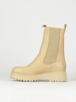 Stivaletti tacco 1cm pelle beige