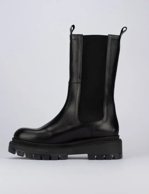 Stivaletti tacco 1cm pelle nero