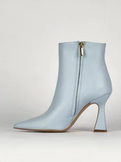 Stivaletti tacco 9cm pelle azzurro
