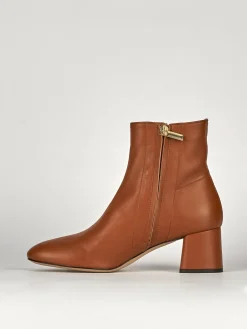 Stivaletti tacco 5cm pelle marrone