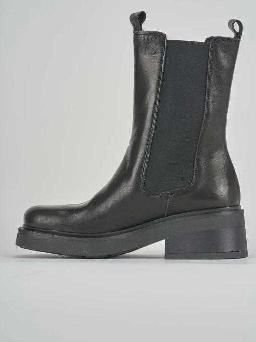 Stivaletti tacco 3cm pelle nero